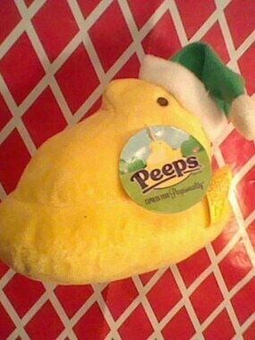New! Christmas Peeps Yellow Chick with Santa hat Beanbag toy! about 4.5 inches